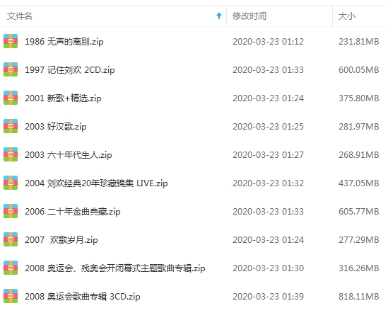 刘欢10张专辑音乐无损格式合集[APE/4.11GB]百度云网盘下载