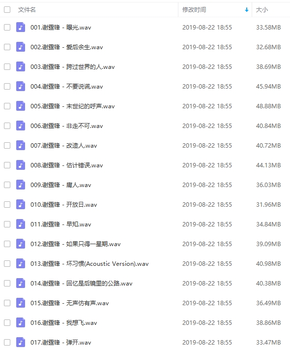 谢霆锋11张专辑无损音质歌曲合集百度云网盘下载