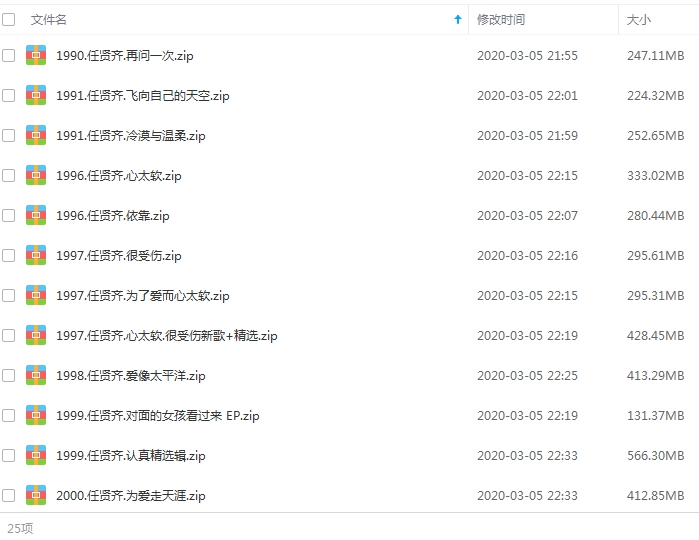 任贤齐[1990-2011年]25张专辑无损FLAC分轨歌曲合集百度云网盘下载