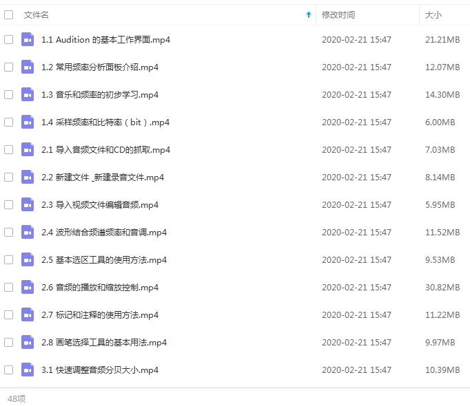 Au教程-adobe Au视频教程47课(赠素材)合集[MP4/894.70MB]百度云网盘下载