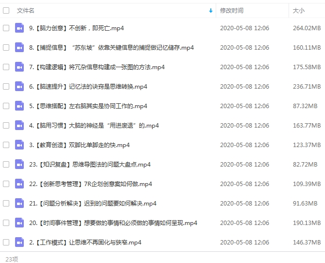 巧用思维导图，十倍提高工作效率视频合集[MP4/3.07GB]百度云网盘下载