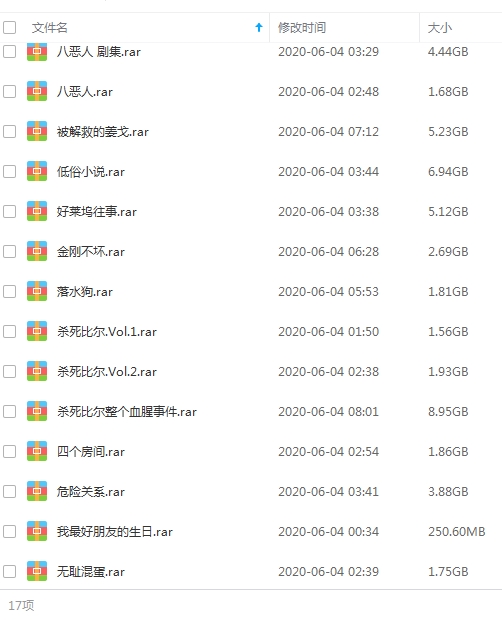 昆汀塔伦蒂诺电影合集百度云网盘下载资源（16部合集）[MKV/AVI/MP4/压缩包/60.91GB]
