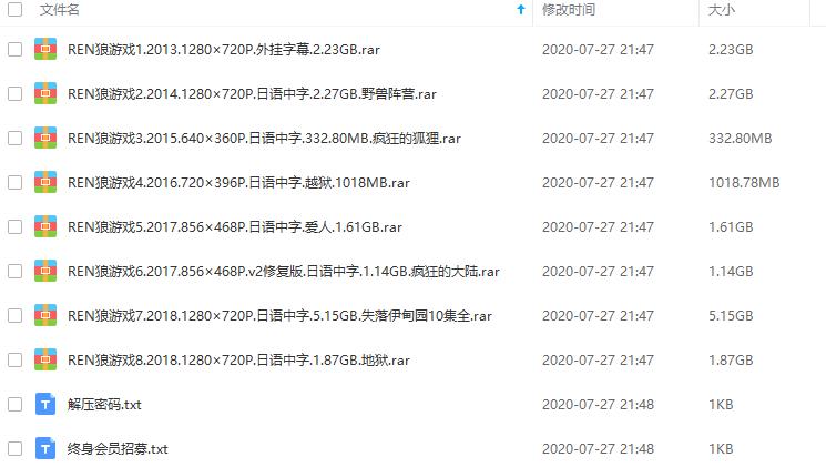 系列电影《人狼游戏》1-8合集百度云网盘资源下载(日语中字)[MP4/460P/720P]