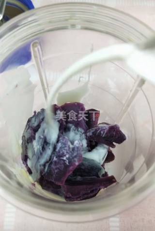 奶香山药紫薯泥的做法步骤：4